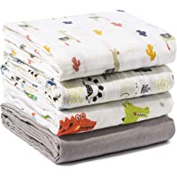 Los mejores  - Momcozy de 4 Cobertores para Bebés con Patrón de Animales- 120x120 cm- 70% de Bambú- 30% de Algodón en Las Mantas para…